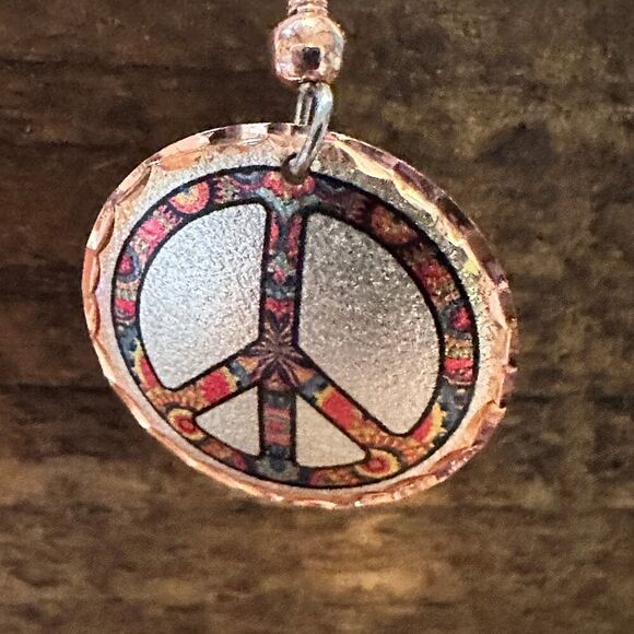 Handmade Boho Copper Earrings, Diamond Cut Hippie Peace Wire Drop Earrings, Gif - Picture 4 of 6